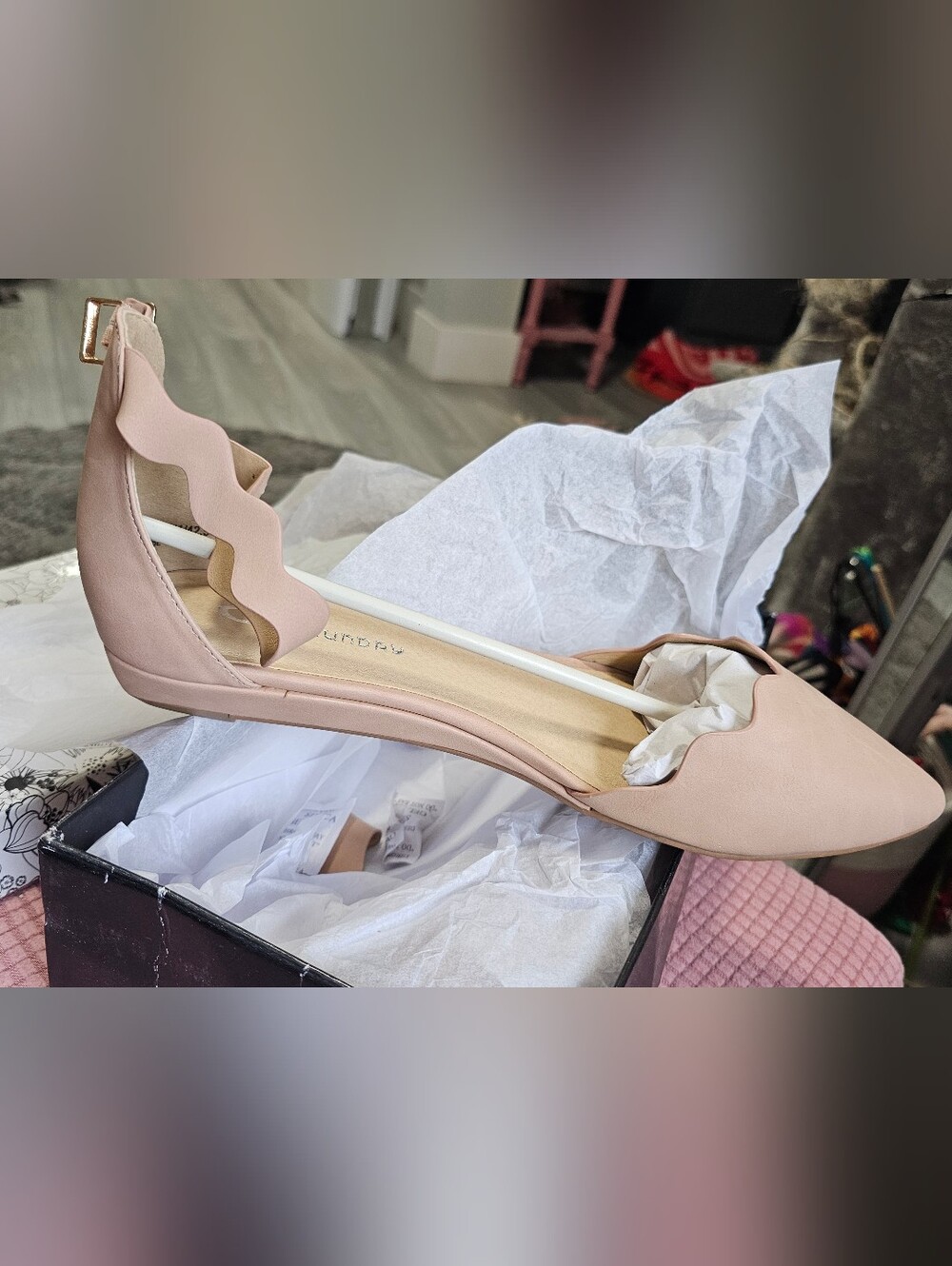 Blush Pink Scalloped Women's Sandals